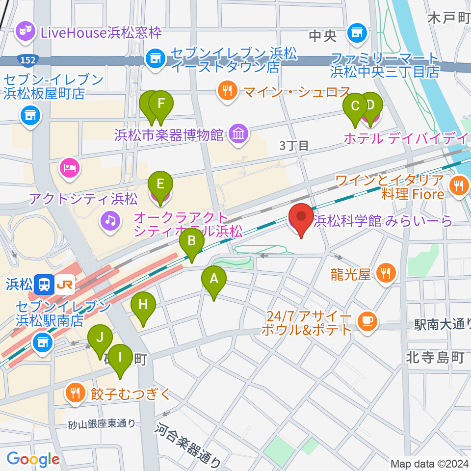 浜松科学館周辺のホテル一覧地図