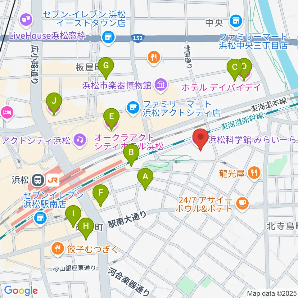 浜松科学館周辺のホテル一覧地図