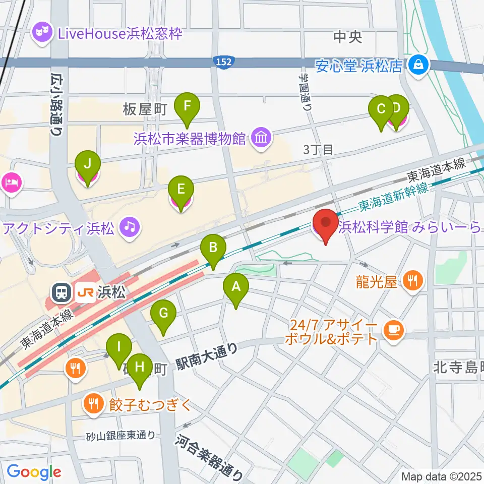 浜松科学館周辺のホテル一覧地図