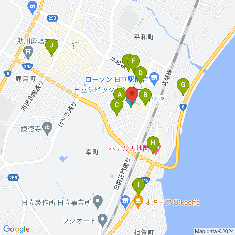 日立シビックセンター天球劇場周辺のホテル一覧地図