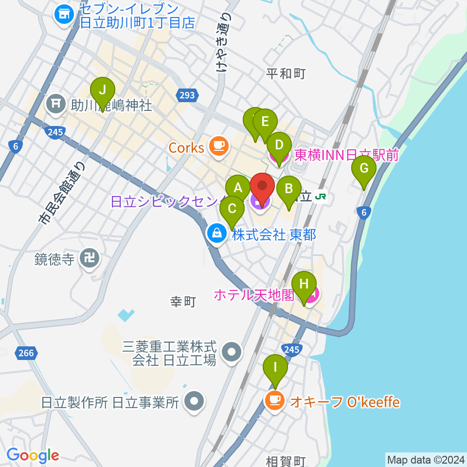 日立シビックセンター天球劇場周辺のホテル一覧地図