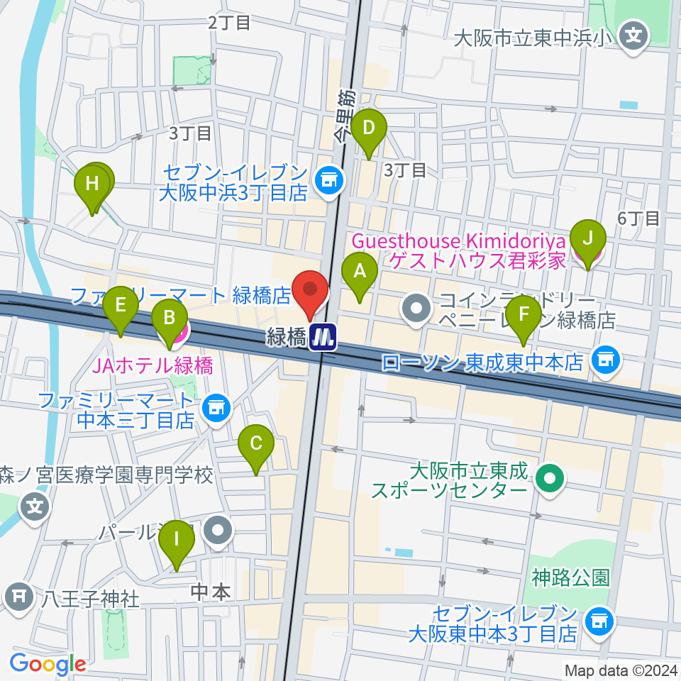 緑橋 戦国大統領周辺のホテル一覧地図