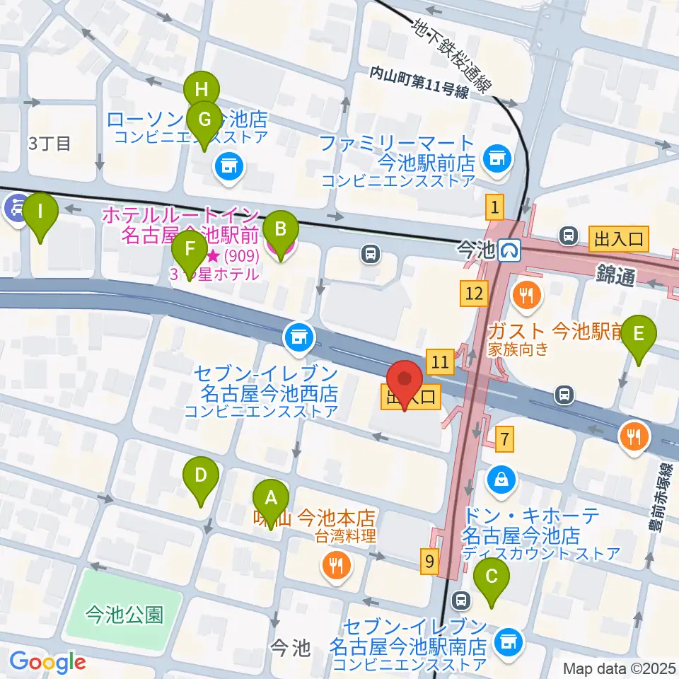 今池ガスホール周辺のホテル一覧地図