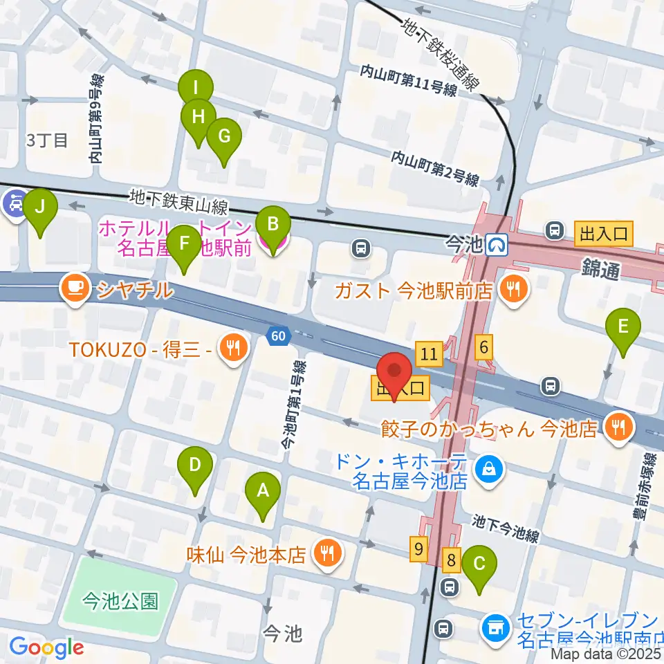 今池ガスホール周辺のホテル一覧地図