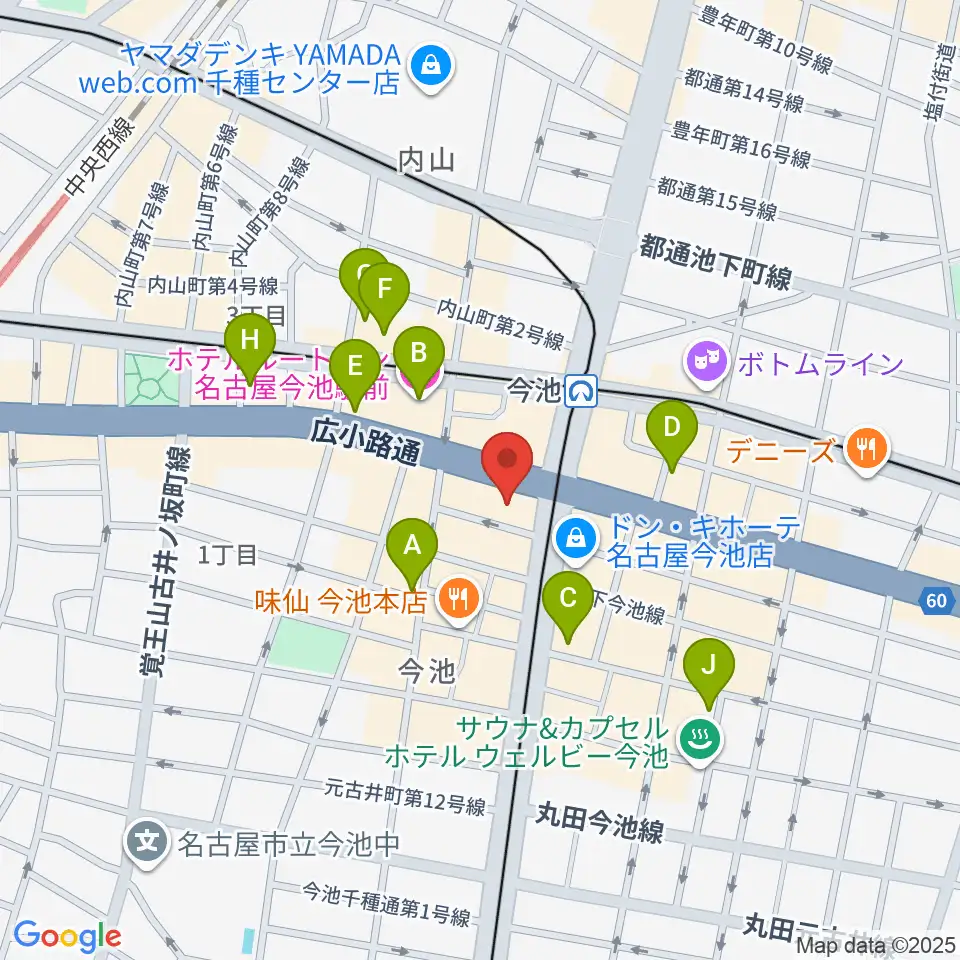 今池ガスホール周辺のホテル一覧地図