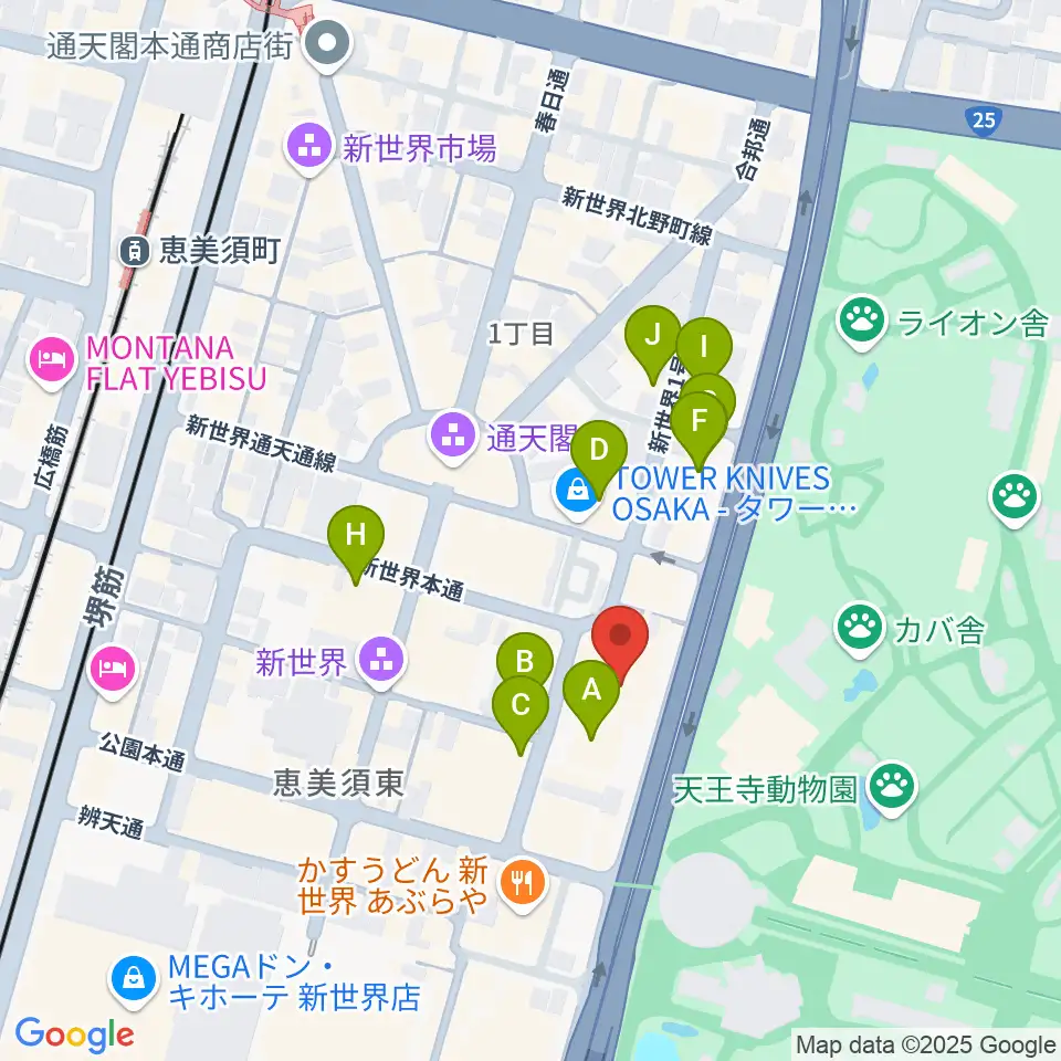 新世界ZAZA周辺のホテル一覧地図