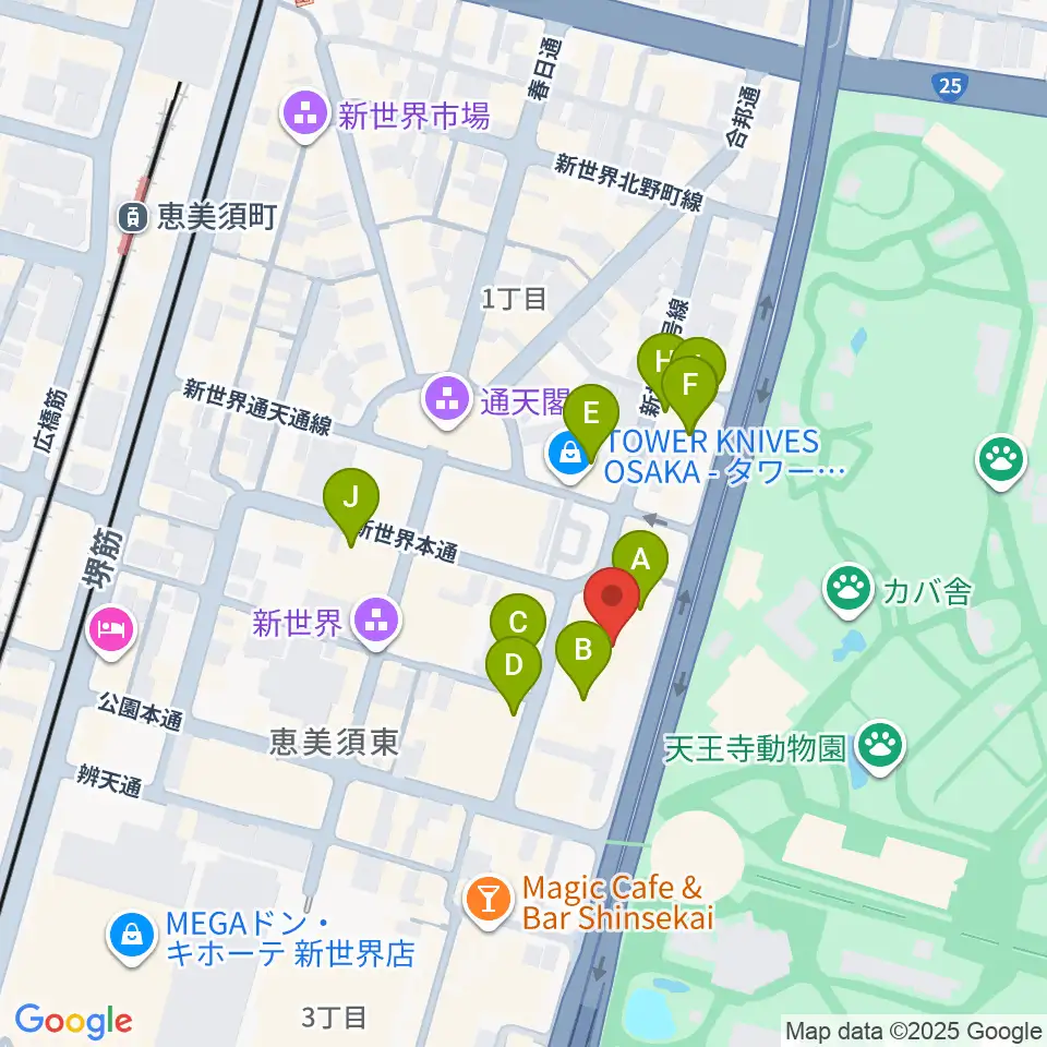 新世界ZAZA周辺のホテル一覧地図