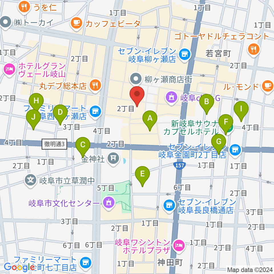 ぎふ葵劇場周辺のホテル一覧地図