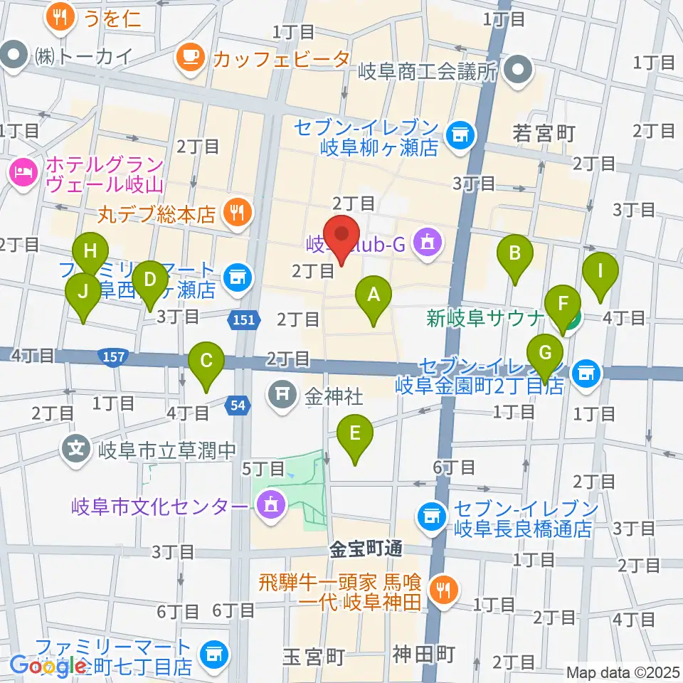 ぎふ葵劇場周辺のホテル一覧地図