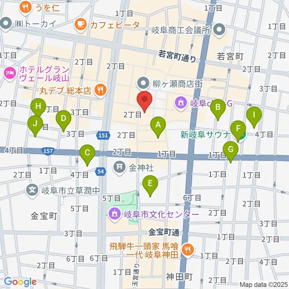 ぎふ葵劇場周辺のホテル一覧地図