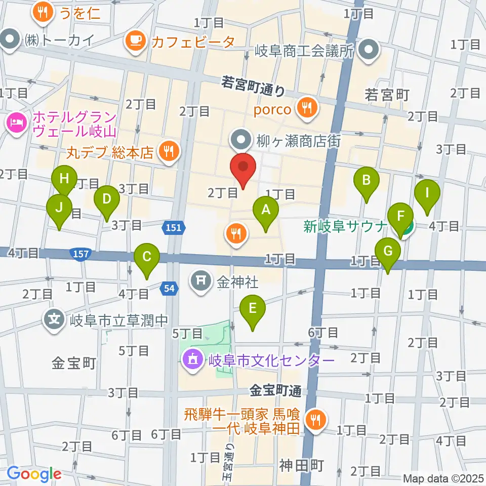 ぎふ葵劇場周辺のホテル一覧地図