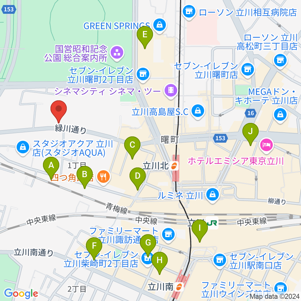 立川けやき座周辺のホテル一覧地図