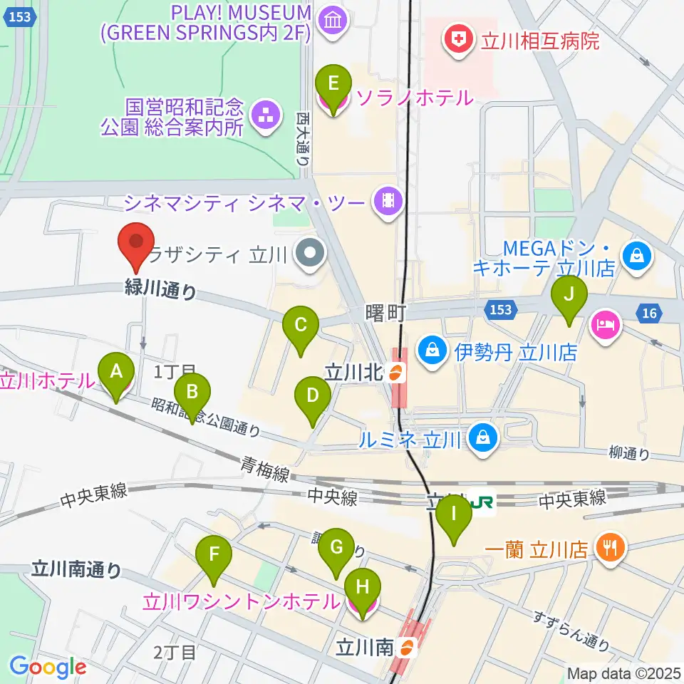 立川けやき座周辺のホテル一覧地図