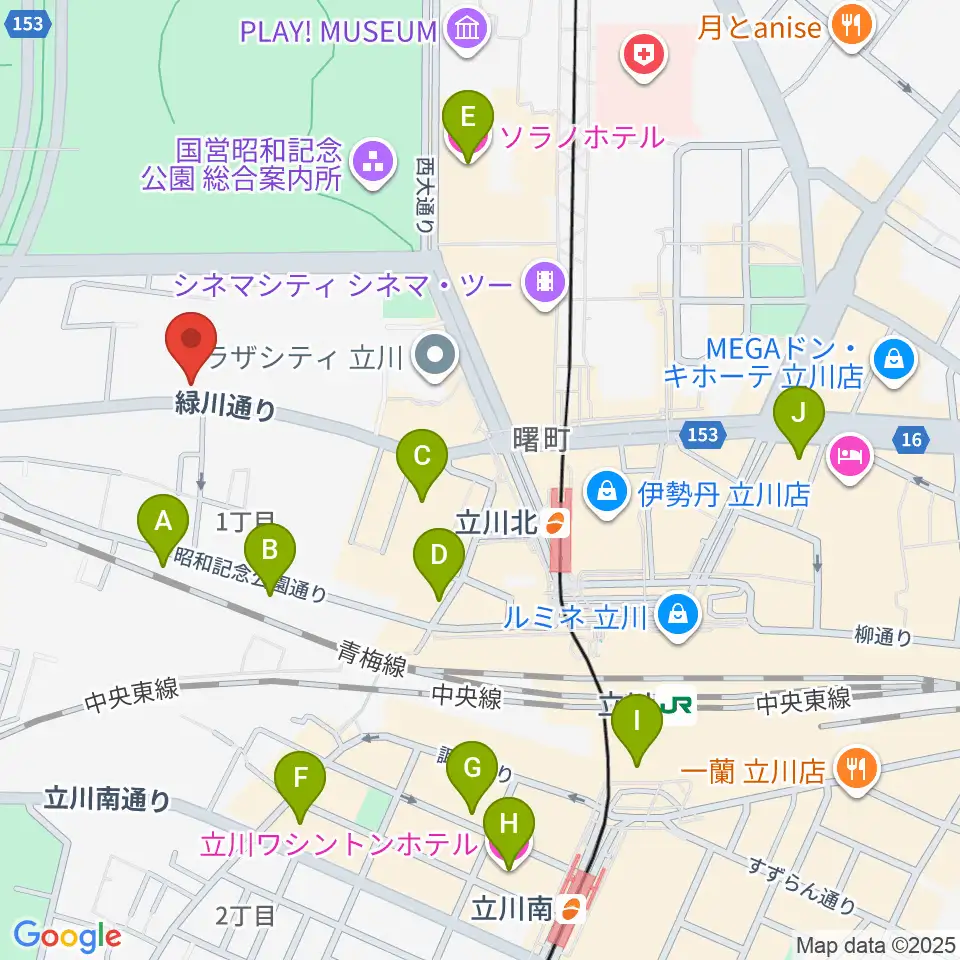 立川けやき座周辺のホテル一覧地図