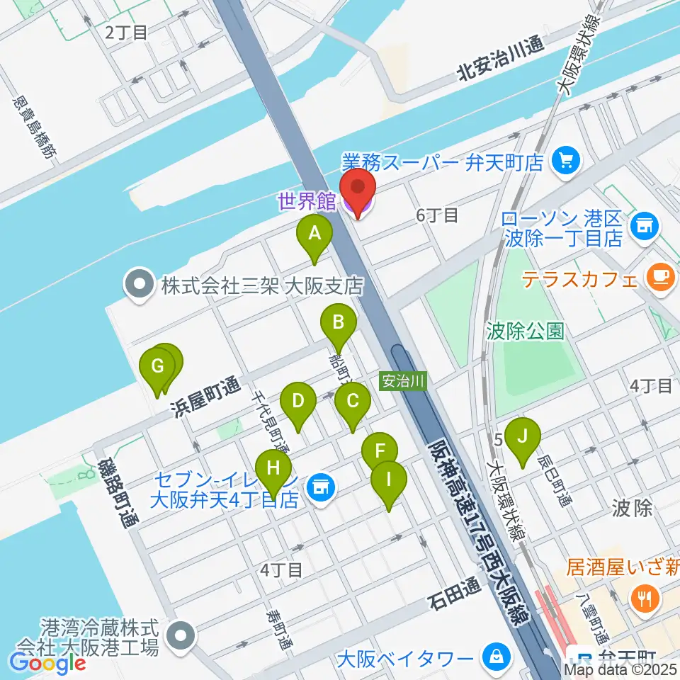 大阪弁天町 世界館周辺のホテル一覧地図