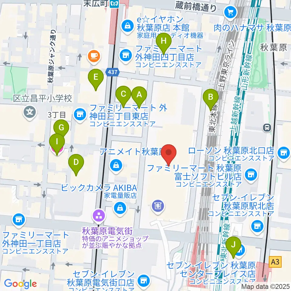秋葉原UDXシアター周辺のホテル一覧地図