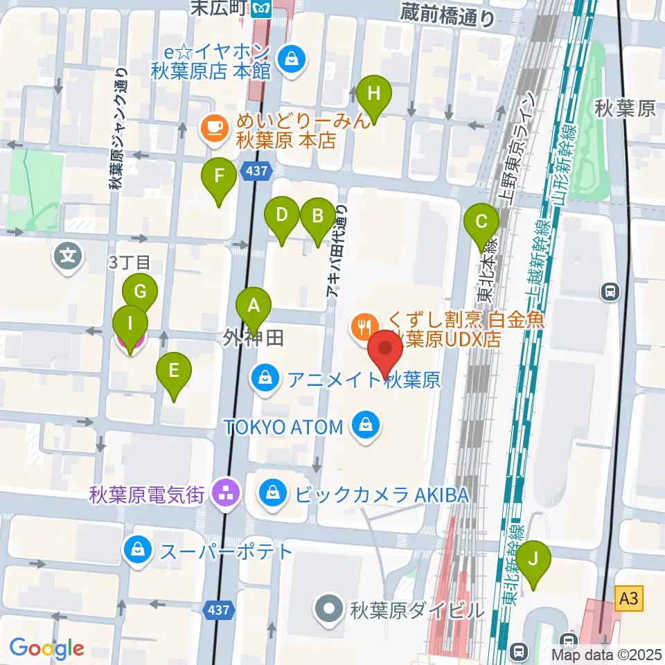 秋葉原UDXシアター周辺のホテル一覧地図