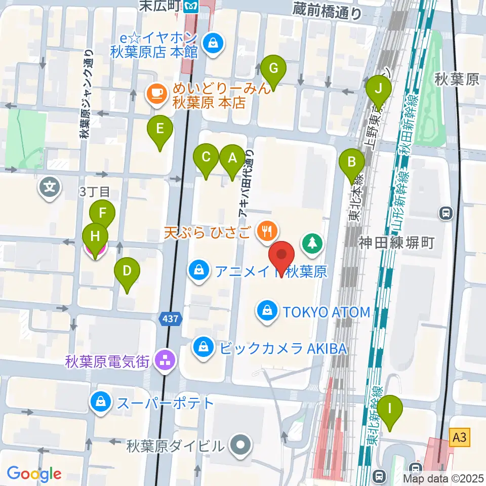 秋葉原UDXシアター周辺のホテル一覧地図