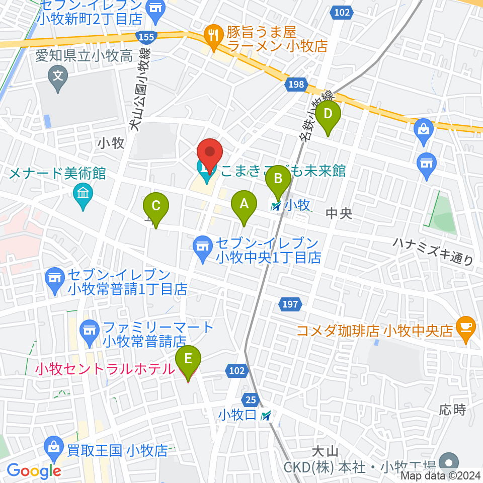 小牧市まなび創造館周辺のホテル一覧地図