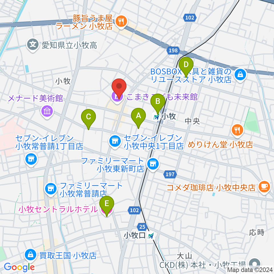 小牧市まなび創造館周辺のホテル一覧地図