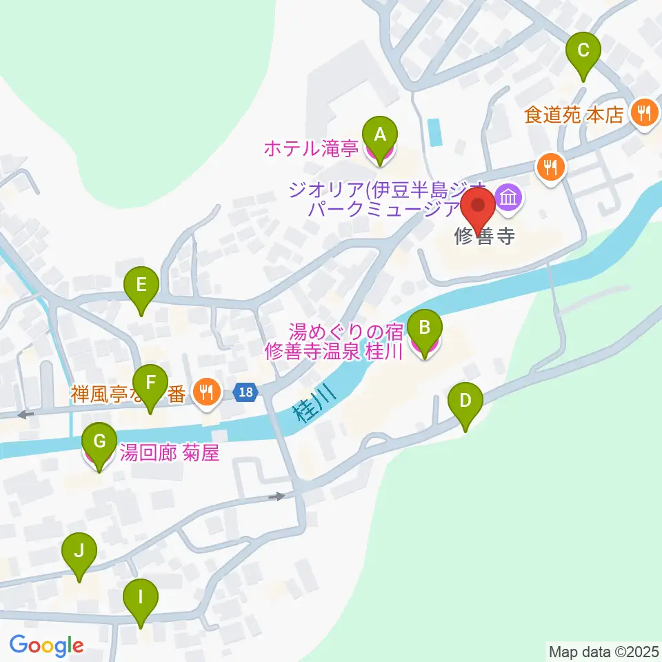 修善寺総合会館周辺のホテル一覧地図