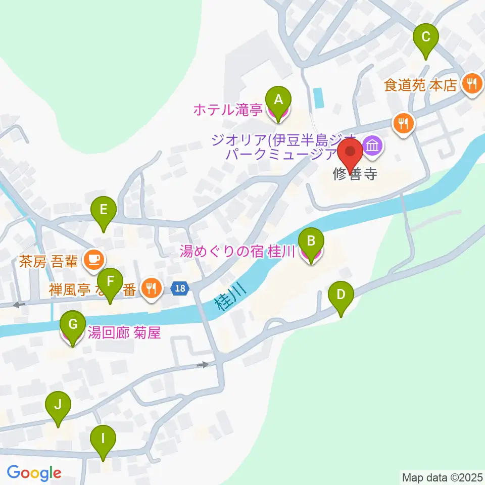 修善寺総合会館周辺のホテル一覧地図