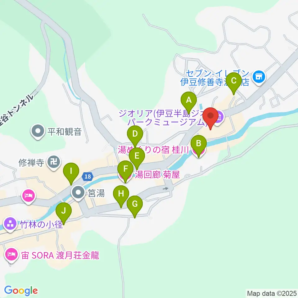 修善寺総合会館周辺のホテル一覧地図