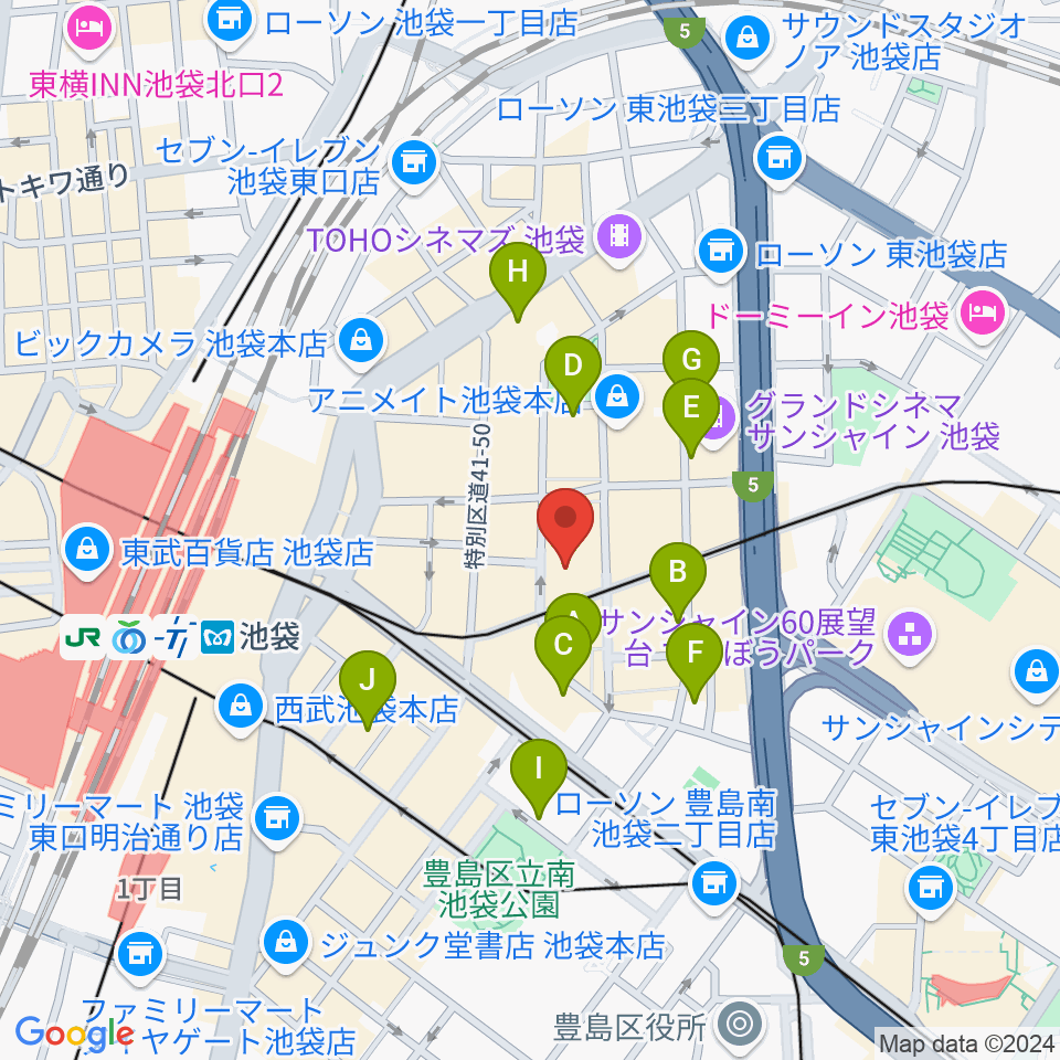 ミクサライブ東京周辺のホテル一覧地図