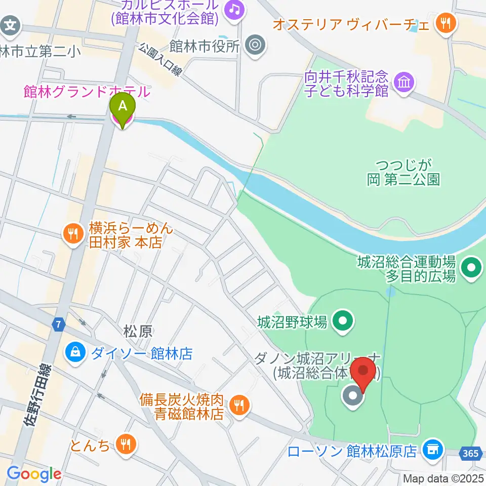 ダノン城沼アリーナ周辺のホテル一覧地図