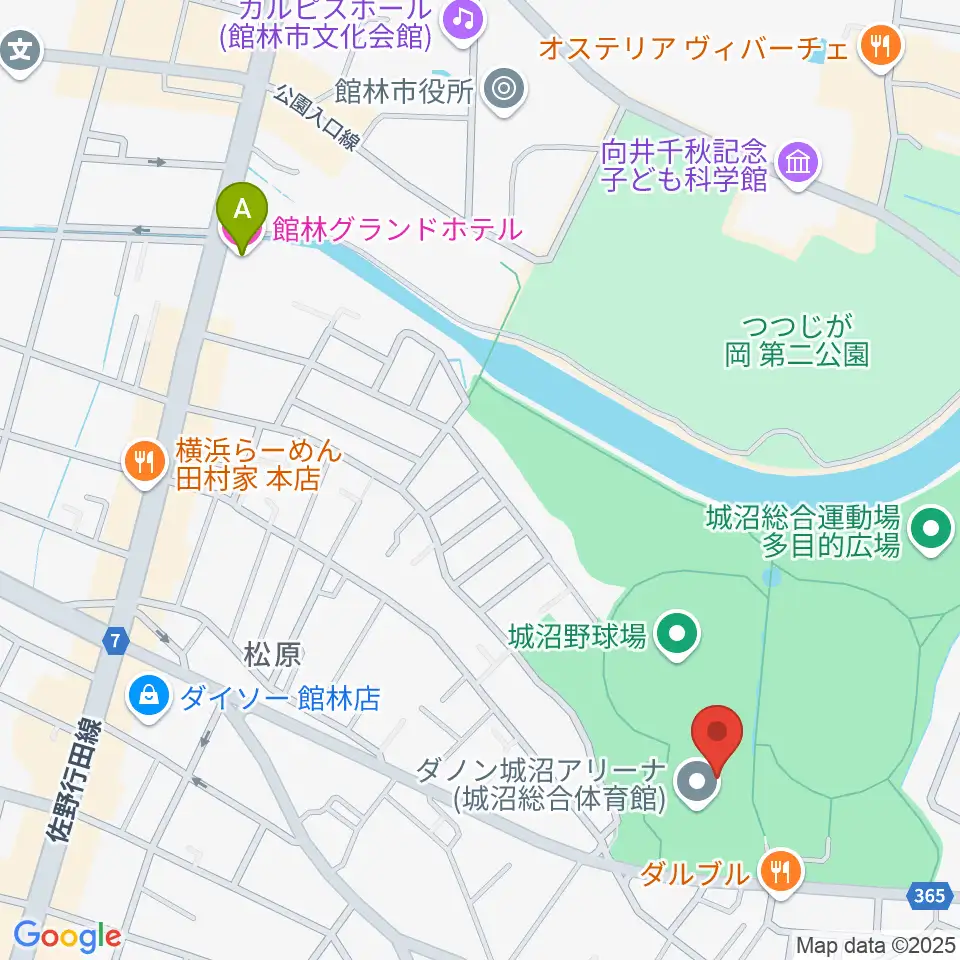 ダノン城沼アリーナ周辺のホテル一覧地図