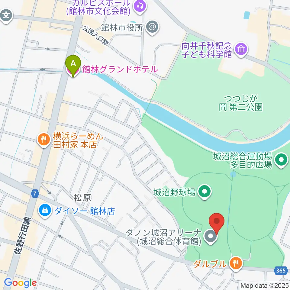 ダノン城沼アリーナ周辺のホテル一覧地図