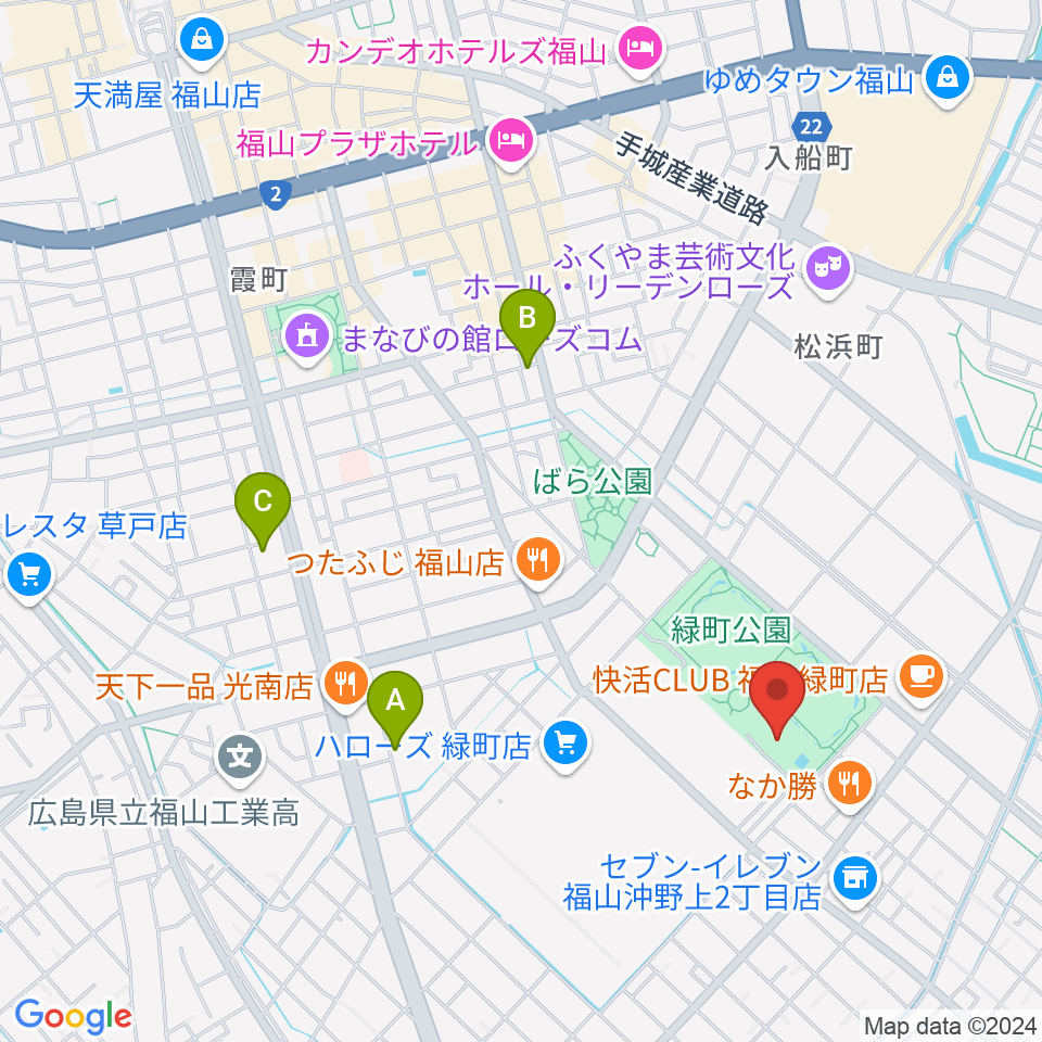 福山通運ローズアリーナ周辺のホテル一覧地図