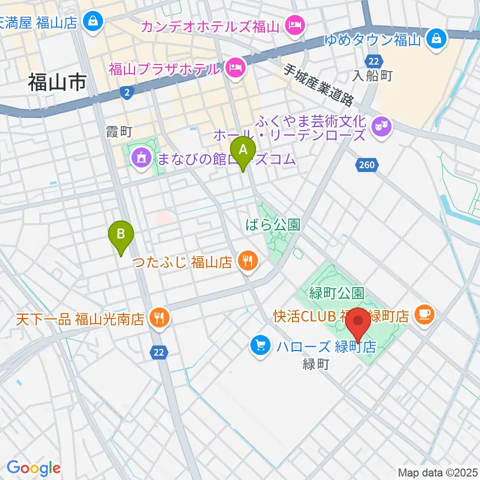 福山通運ローズアリーナ周辺のホテル一覧地図