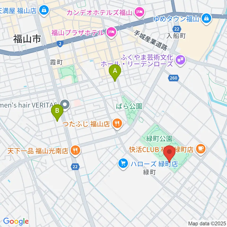福山通運ローズアリーナ周辺のホテル一覧地図