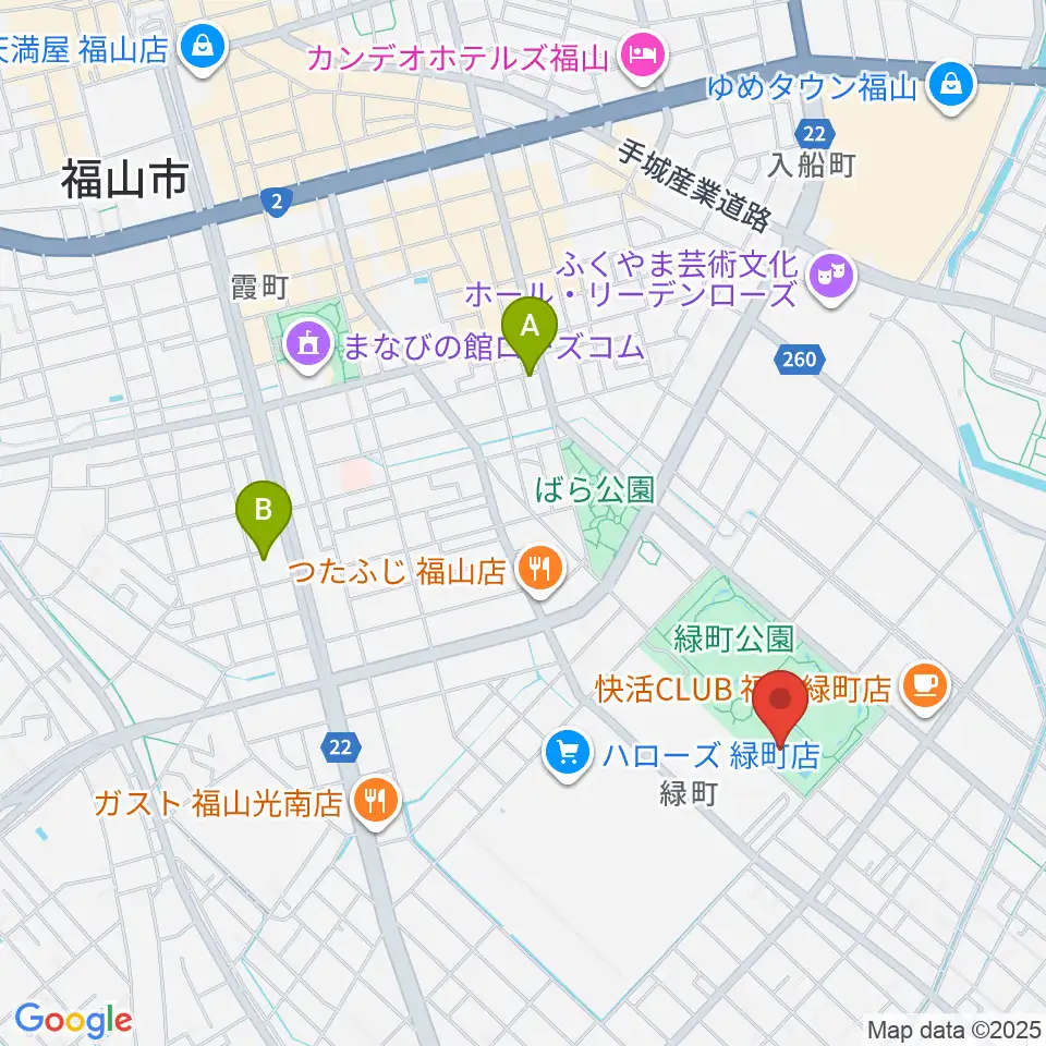 福山通運ローズアリーナ周辺のホテル一覧地図