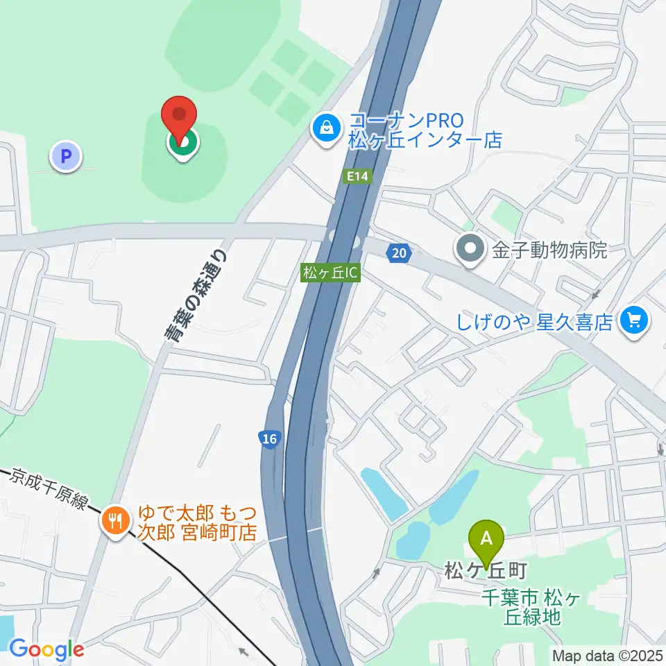 青葉の森スポーツプラザ野球場周辺のホテル一覧地図