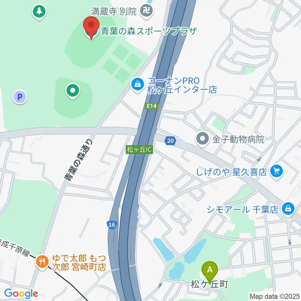 青葉の森スポーツプラザ陸上競技場周辺のホテル一覧地図
