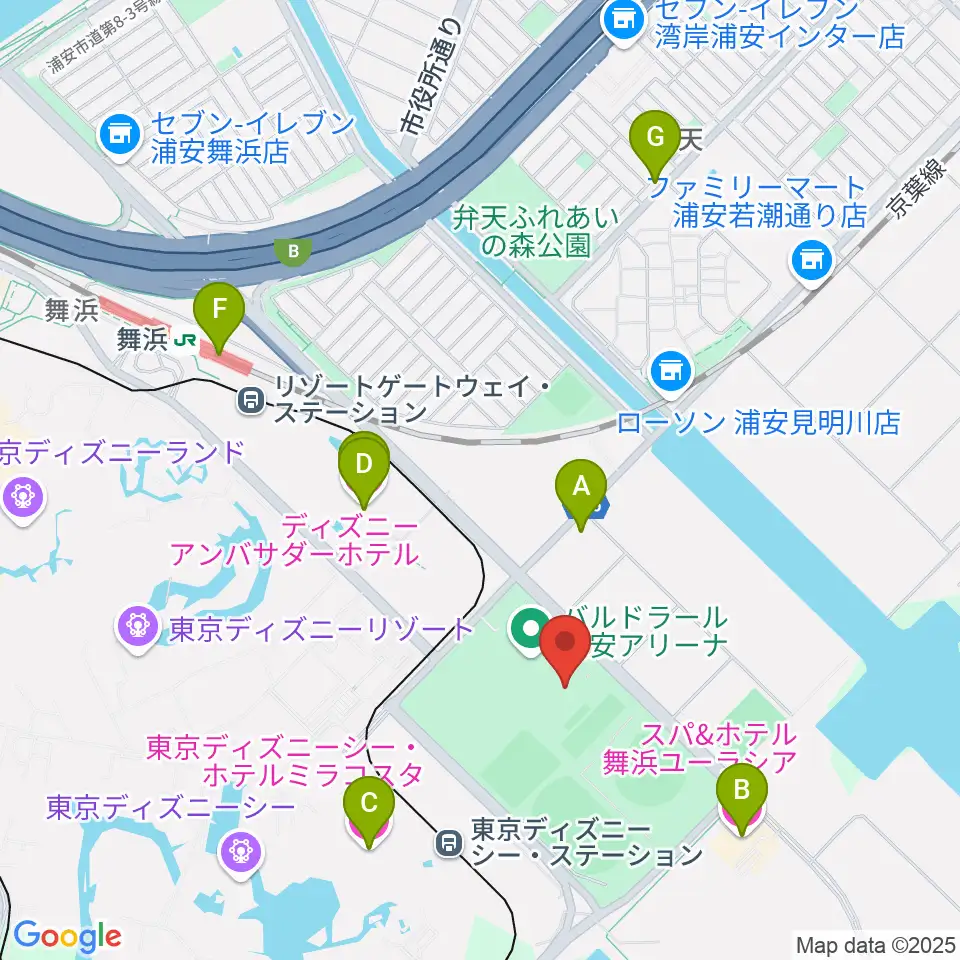 浦安市屋内水泳プール周辺のホテル一覧地図