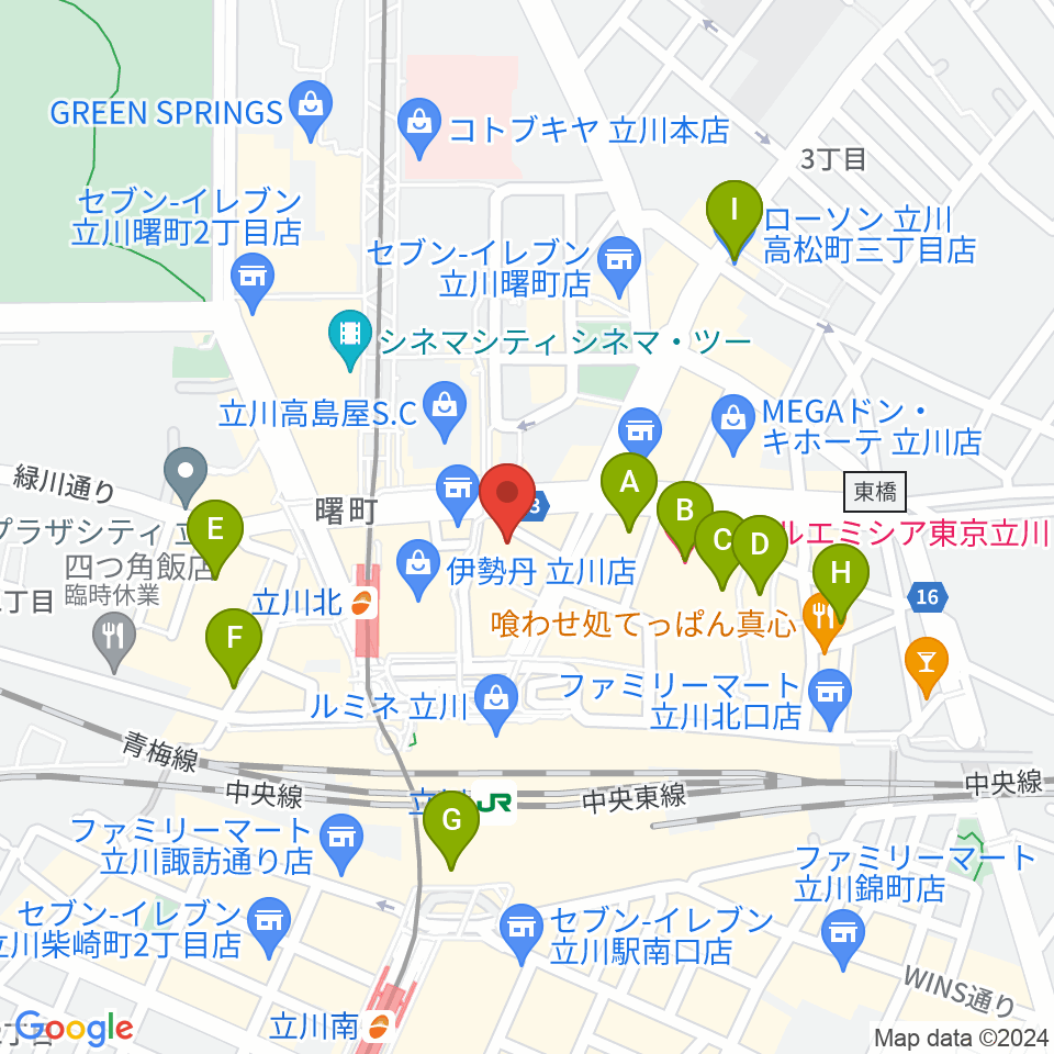島村楽器 立川店周辺のホテル一覧地図