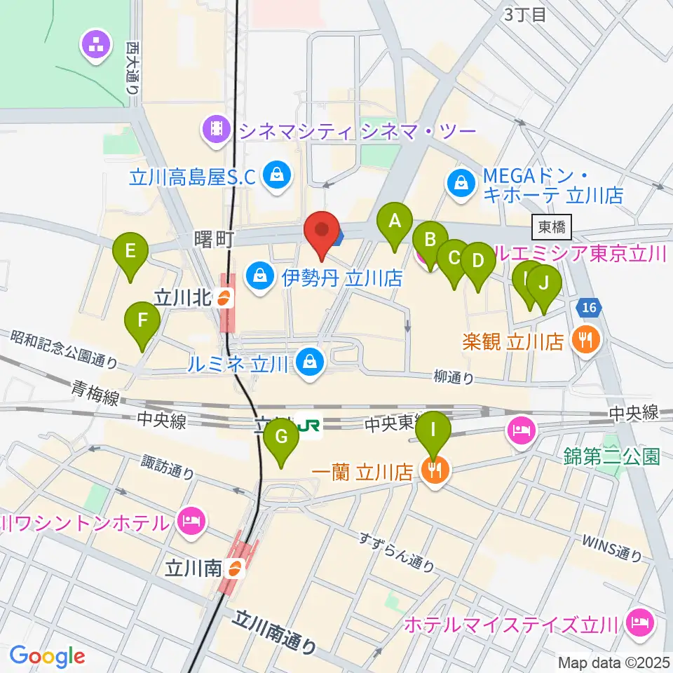島村楽器 立川店周辺のホテル一覧地図
