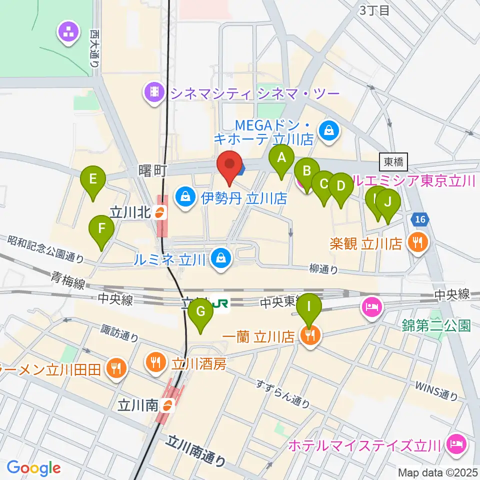 島村楽器 立川店周辺のホテル一覧地図