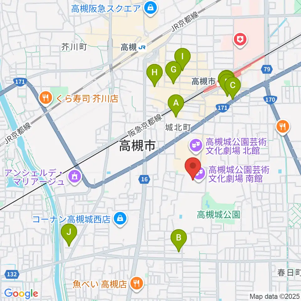 高槻城公園芸術文化劇場 南館周辺のホテル一覧地図