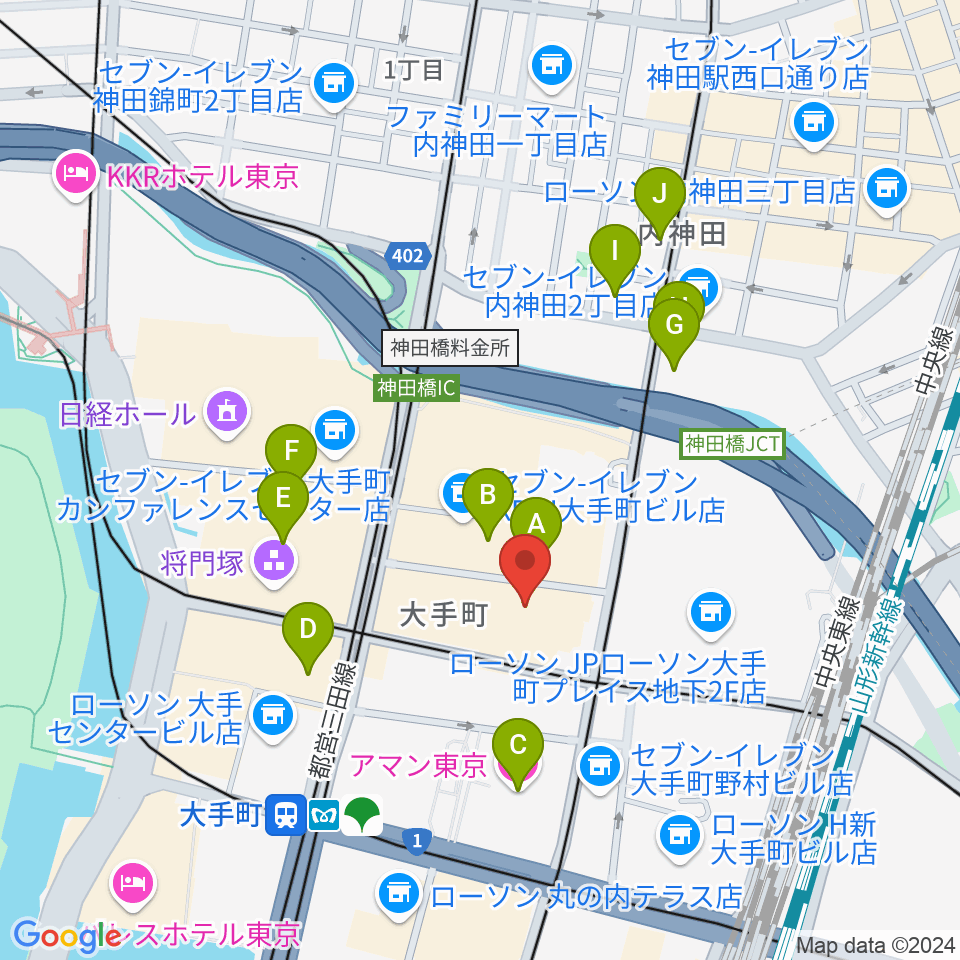 大手町サンケイプラザ周辺のホテル一覧地図