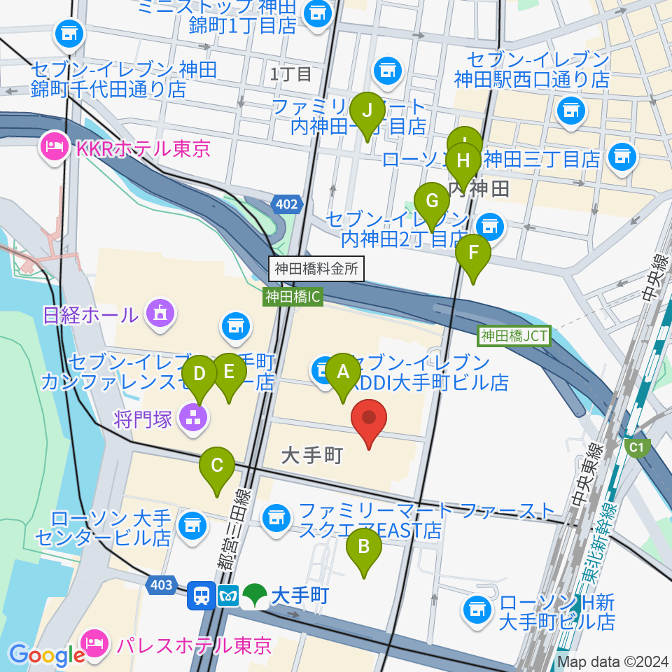 大手町サンケイプラザ周辺のホテル一覧地図