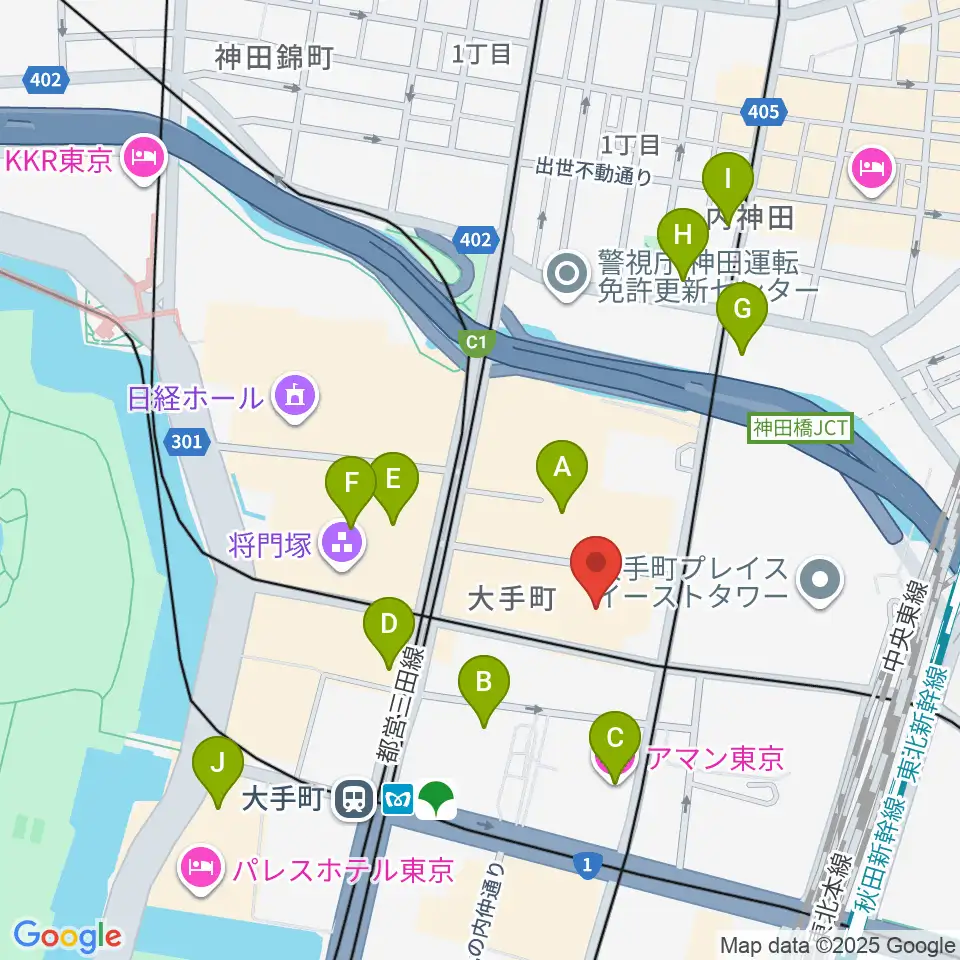大手町サンケイプラザ周辺のホテル一覧地図
