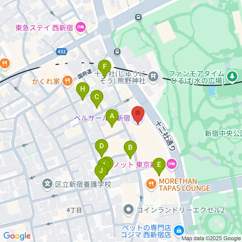 ベルサール西新宿周辺のホテル一覧地図