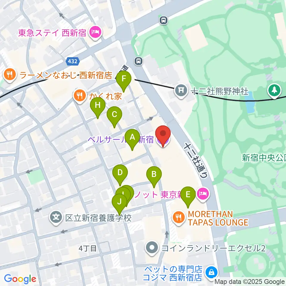 ベルサール西新宿周辺のホテル一覧地図
