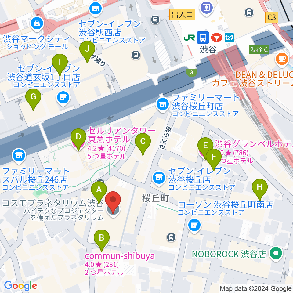 コスモプラネタリウム渋谷周辺のホテル一覧地図