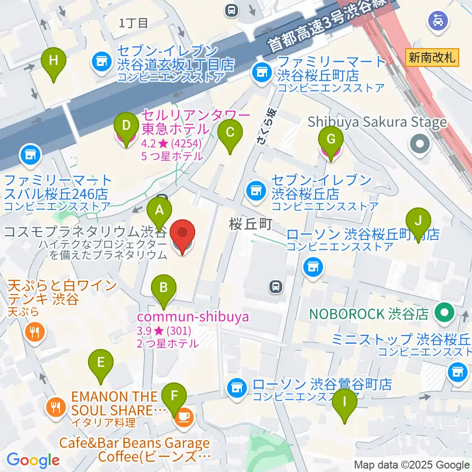 コスモプラネタリウム渋谷周辺のホテル一覧地図