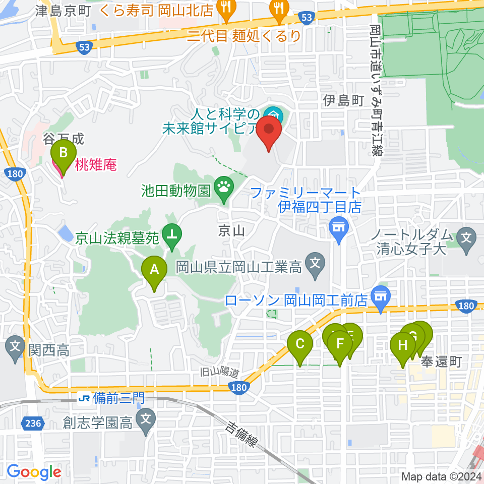 人と科学の未来館サイピア周辺のホテル一覧地図